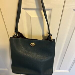 COACH 89102 CHARLIE BUCKET NAVY LEATHER BAG - SATCHEL CROSSBODY.